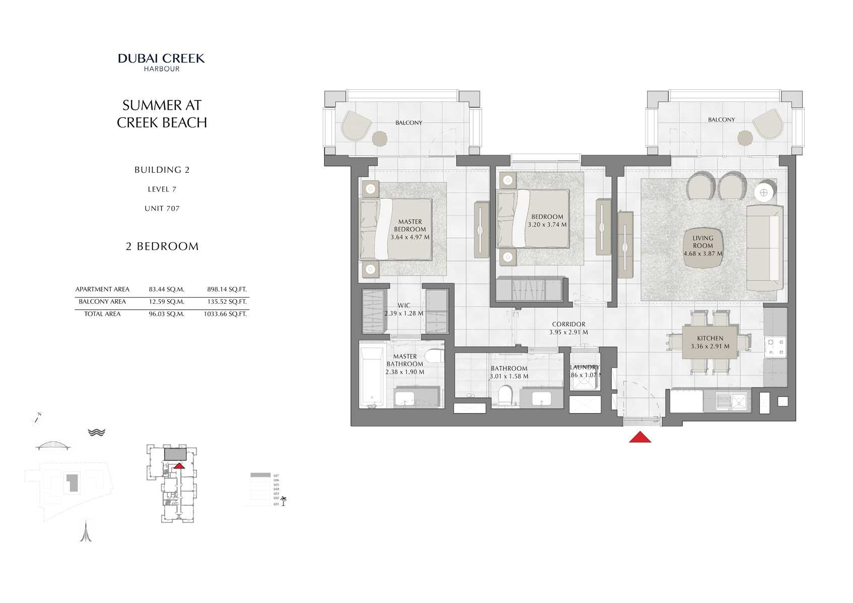 2 Br Building 2 Level 7 Unit 707, Size 1033 Sq Ft